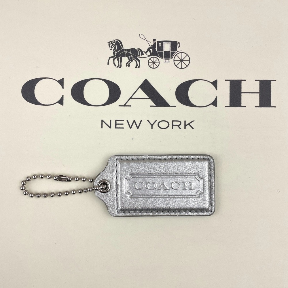 Vintage COACH Purse Hang Tag Silver‎ Metallic Large 3" x 1.5"